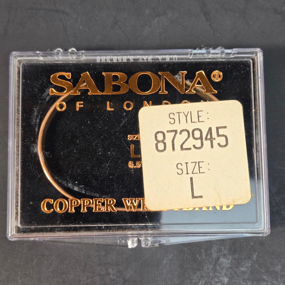 Sabona of London Copper Wristband Bracelet Cuff Style 872945 Size L 6.5in Mens